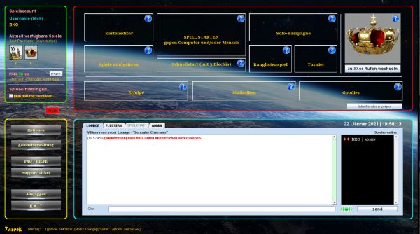 Nach dem Klick auf 'Zum Spielmenü'